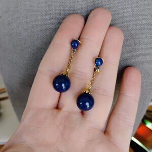 Blue dangle clip on earrings